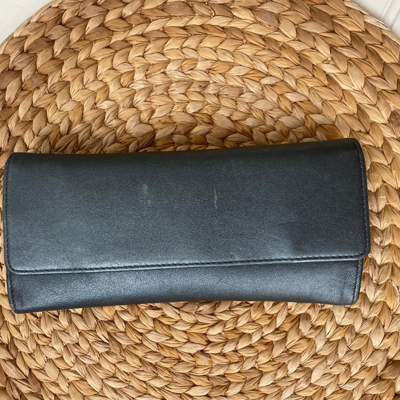 HOBO Handbags - HOBO International "Sadie" Blue Metallic Leather Tri-fold Wallet with Coin Purse